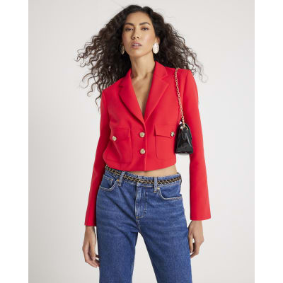 Red Cropped Blazer
