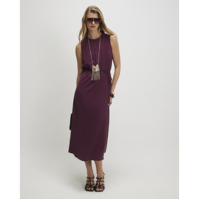 Red Cupro Sleeveless Maxi Dress