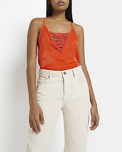 Red cut out cami top