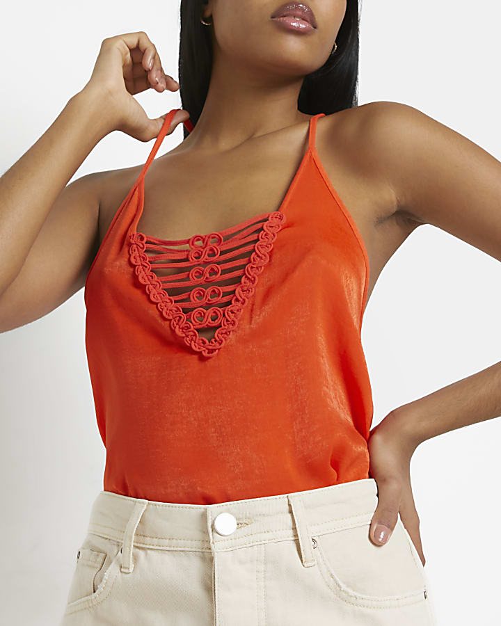 Red cut out cami top