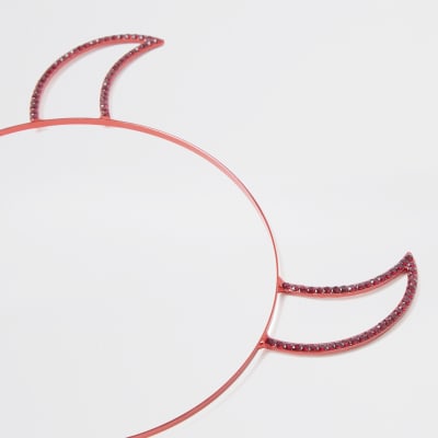 Red devil horns head band