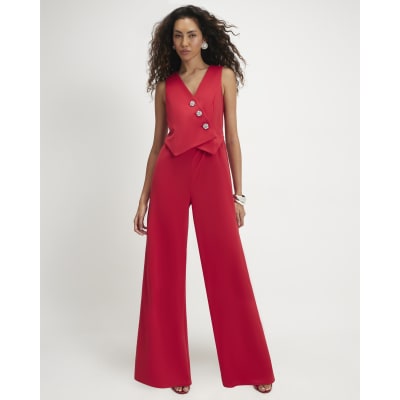 Embellished Button Waistcoat Jumpsuit