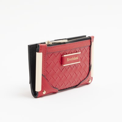 Red embossed weave purse River Island