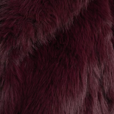 River island red fur coat sales