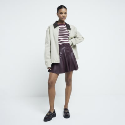 Pink leather skirt river island best sale