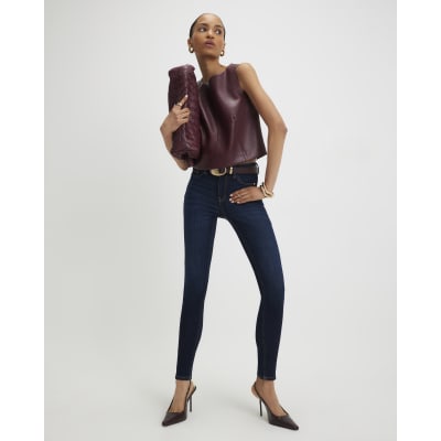 Red Faux Leather Shell Top