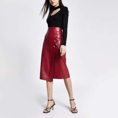 leather midi skirt uk