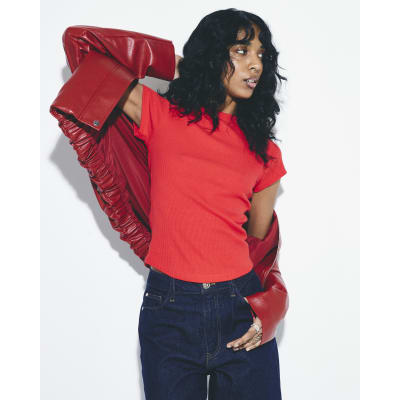 Haut à Volants Rouge River Island - Taille 8 - Plissé - Occasion Très Bon État