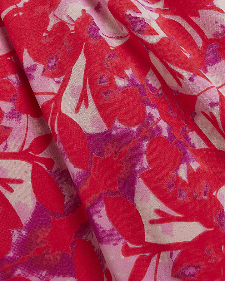 Red floral slip maxi dress