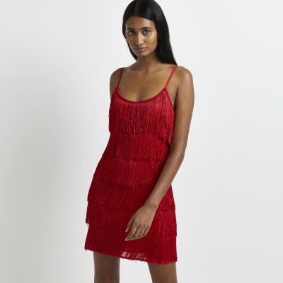 River Island Red fringe dress Dresses Images 2022