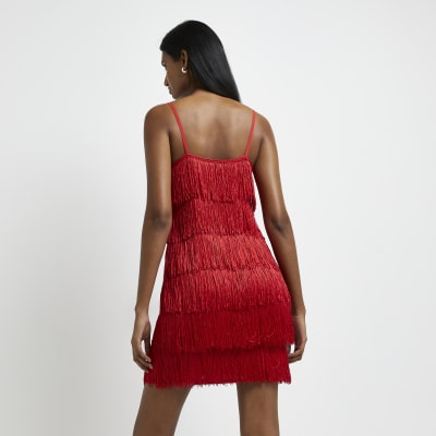 River Island Red fringe dress Dresses Images 2022