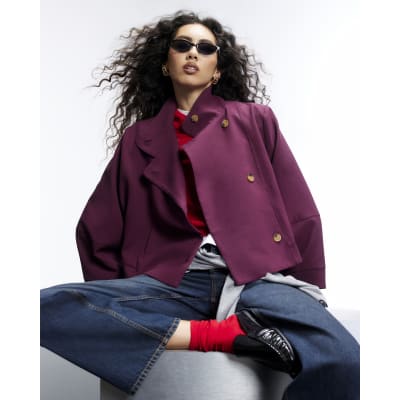 Funnel Neck Cocoon Sleeve Jacket