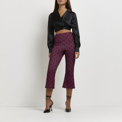 Embellished cropped flared trousers