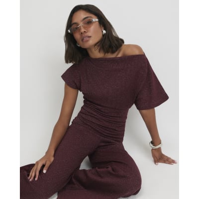 Glitter Thread Gathered Hem Top
