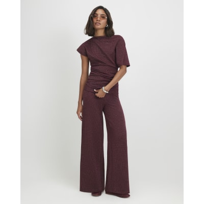 Glitter Thread Wide Leg Trousers
