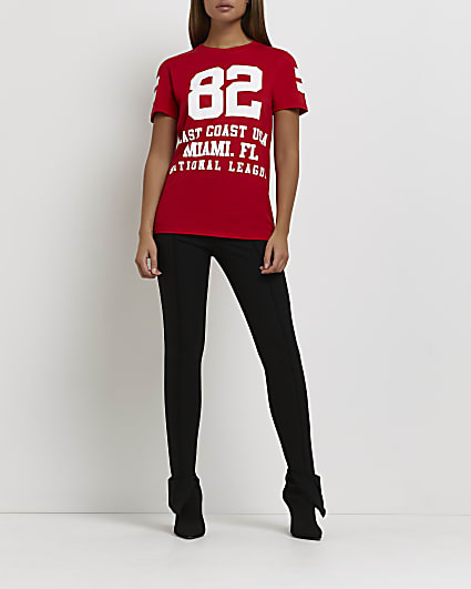 Red graphic print oversized t-shirt