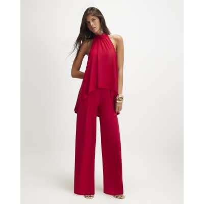 Red Halter Neck Jumpsuit