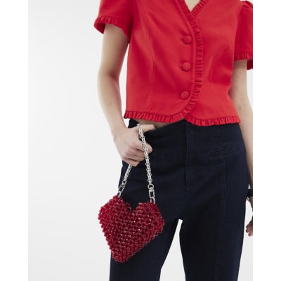 Red Heart Beaded Bag