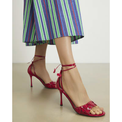 Red Heart Closed Back Heeled Sandals