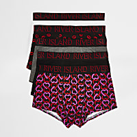 Red heart print hipsters 5 pack