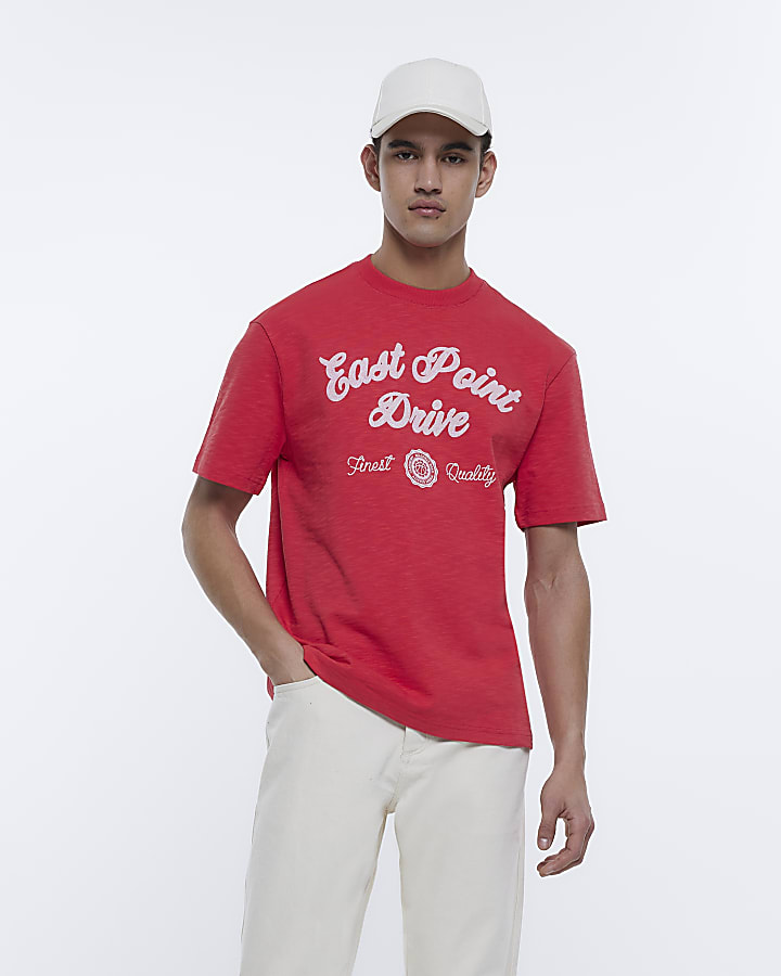 Red Holloway Road regular fit graphic t-shirt