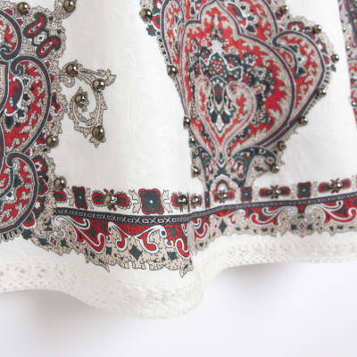 Red jacquard stud detail shift mini dress