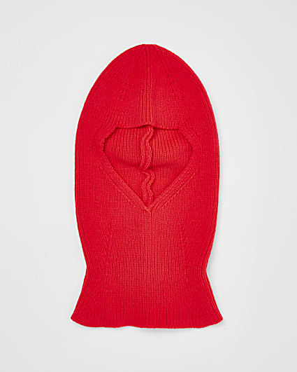 Red knitted balaclava