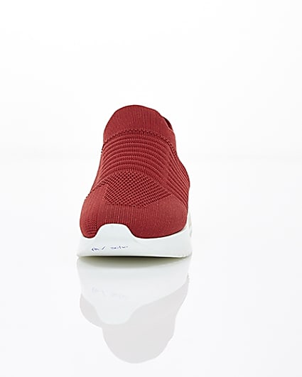 360 degree animation of product Red knitted runner trainers frame-3