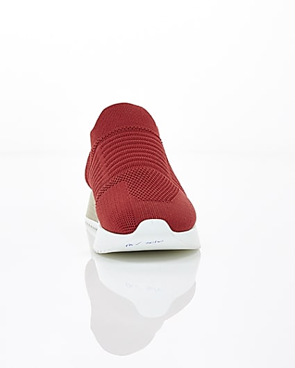 360 degree animation of product Red knitted runner trainers frame-4