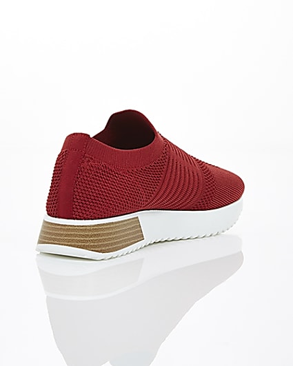360 degree animation of product Red knitted runner trainers frame-13