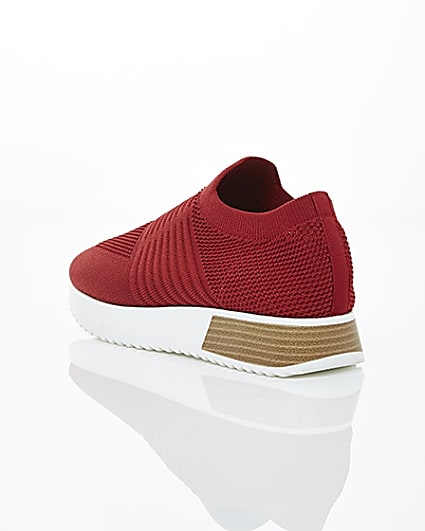 360 degree animation of product Red knitted runner trainers frame-18