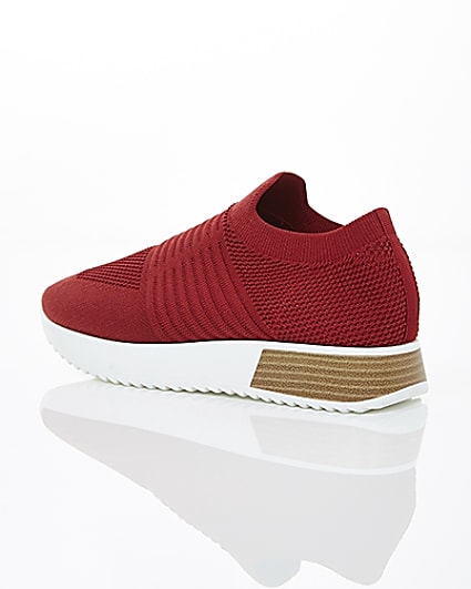 360 degree animation of product Red knitted runner trainers frame-19
