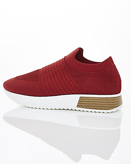 360 degree animation of product Red knitted runner trainers frame-20