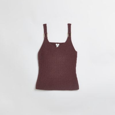 Red knitted vest top