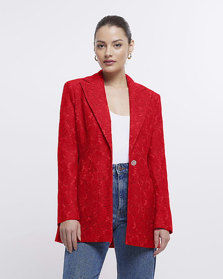 Red lace blazer