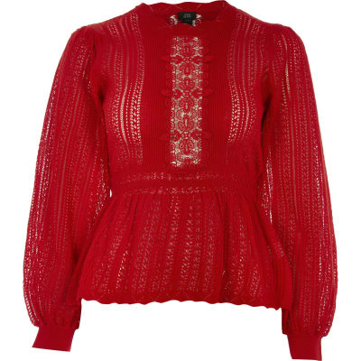 red lace jumper