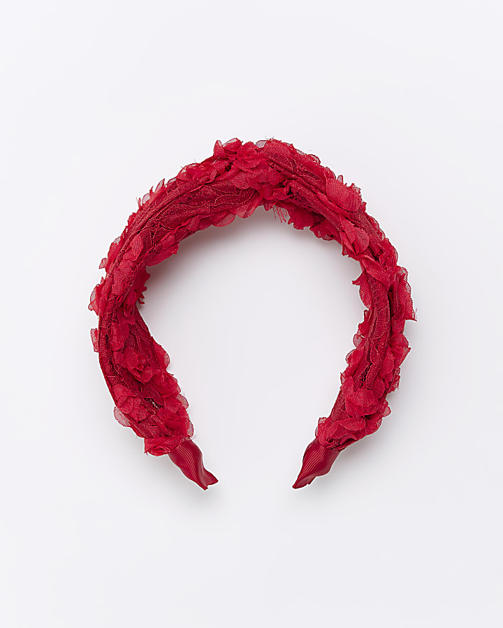 Red Lace Ruffle Headband