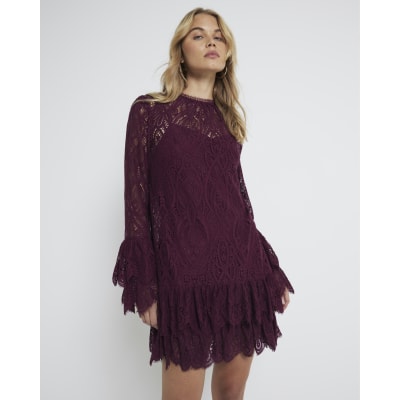 River island burgundy dress sales
