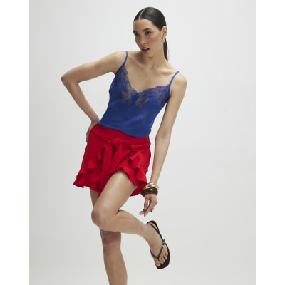 Red Layered Frill Shorts