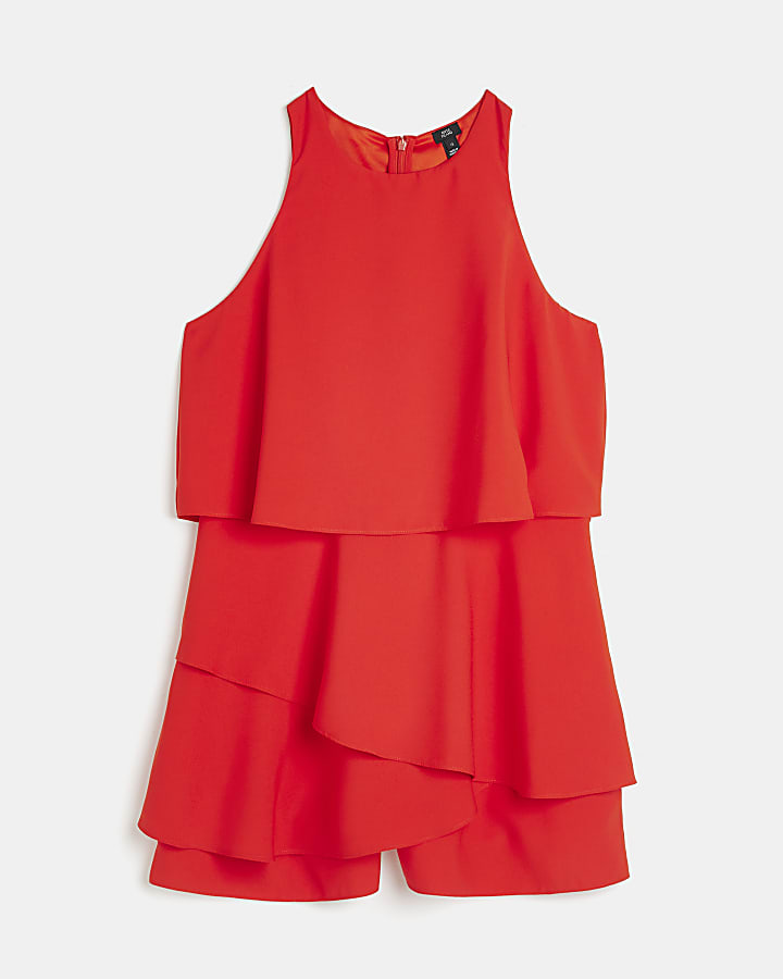 Red layered playsuit