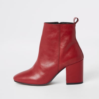 red heeled ankle boots uk