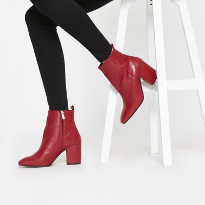 red ankle boots