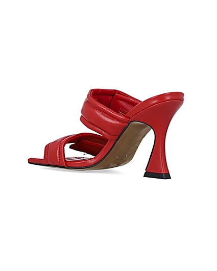 360 degree animation of product Red leather double strap heeled mules frame-6