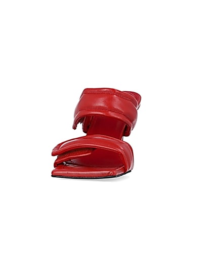 360 degree animation of product Red leather double strap heeled mules frame-22