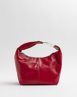 Red leather shoulder bag