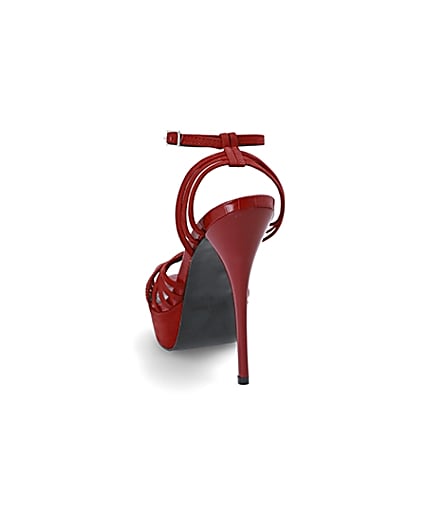 360 degree animation of product Red leather strappy high platform sandals frame-8