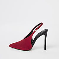 Red leather V slingback heels