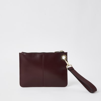 Red leopard print suede small pouch