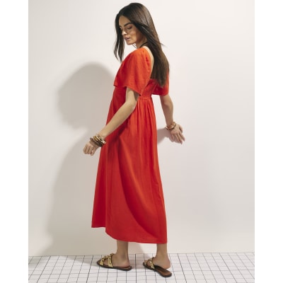 chinese dress ladies River Island Pink Linen Blend Shirred Bubble Hem Mini Dress UK 6 main image 0