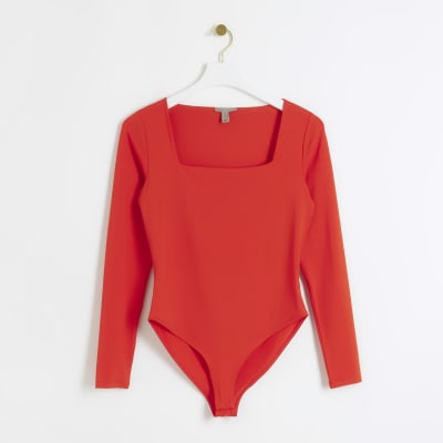 Red long sleeve bodysuit River Island